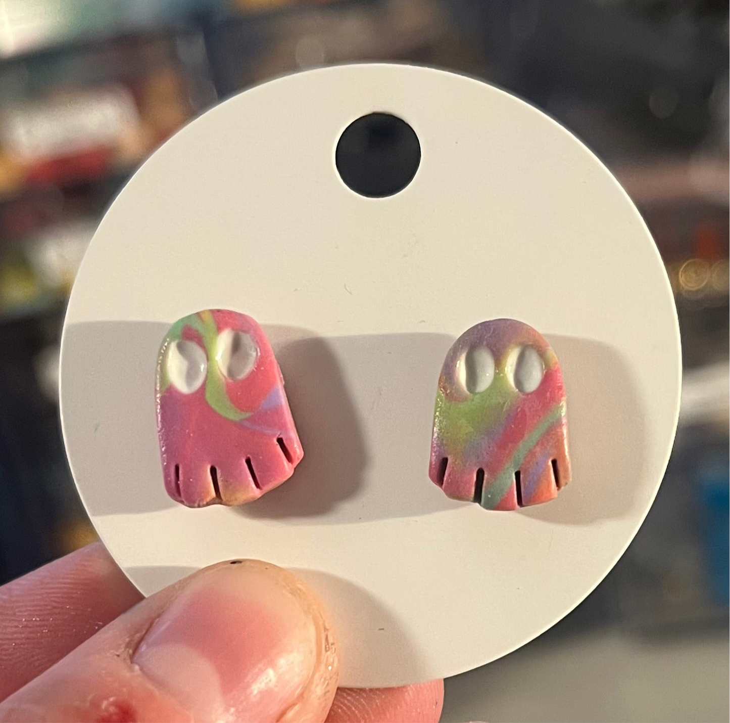 Pinky Ghost Studs