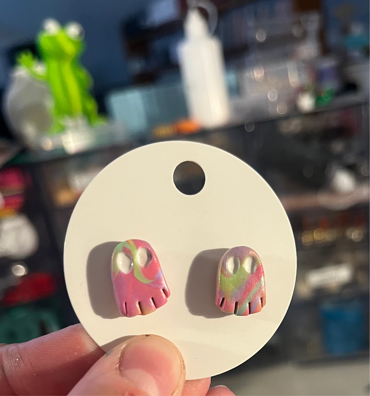 Pinky Ghost Studs