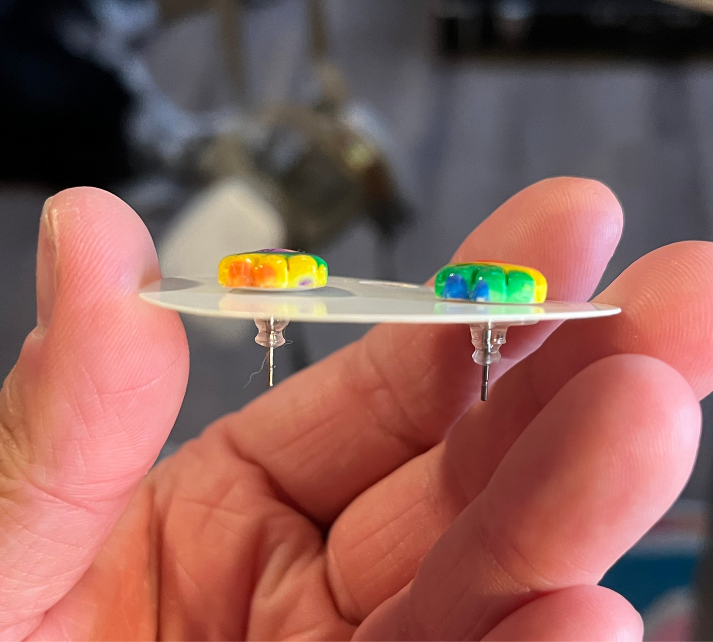 Rainbow Ghost Studs #2