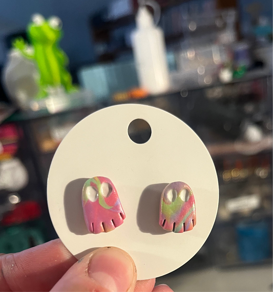 Pinky Ghost Studs