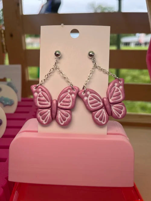 Pastel Pink Butterflies with Silver Stud